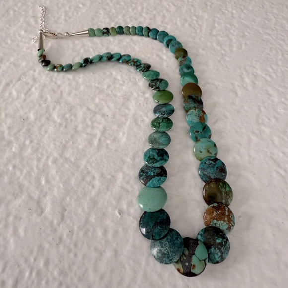 Turquoise Coin Beaded Necklace - Picture 1 of 5